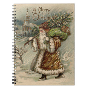 Victorian Santa Claus With Christmas Tree Spiral Notebook