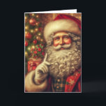Victorian Santa Holiday Card<br><div class="desc">Victorian Father Christmas with tree and gifts</div>