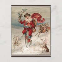 Victorian Santa on a Vintage Bicycle