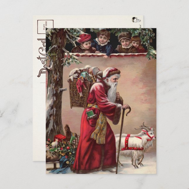 Victorian Santa with Goats Postcard (Front/Back)