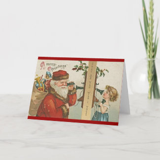 Victorian Santa with Phone Holiday Card