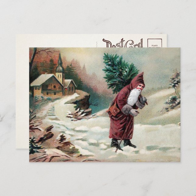 Victorian Santa with Tree Postcard (Front/Back)
