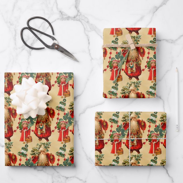 Victorian Santa Wrapping Paper Sheet (Front)