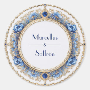Victorian Sapphire Jewel Wedding Sticker