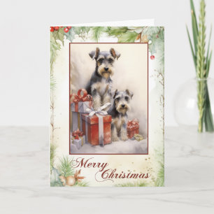 Victorian Schnauzer Puppy Christmas Holiday Card