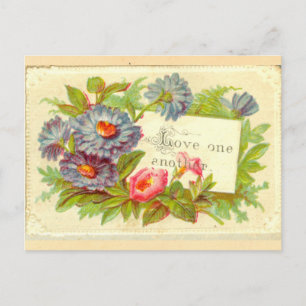 Victorian scrapbook flowers "Love One Another Postcard