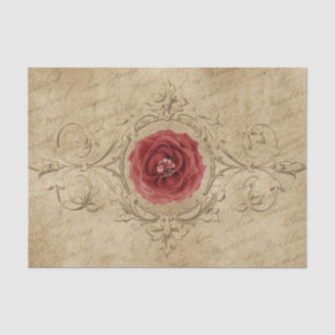 Victorian Scrolls and Red Rose Tissue Paper