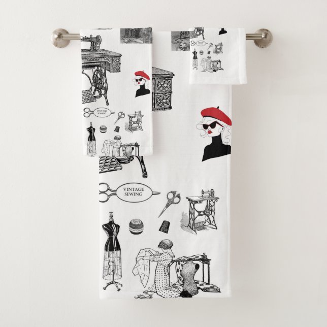 Victorian Sewing Bathroom Towel Sets (Insitu)