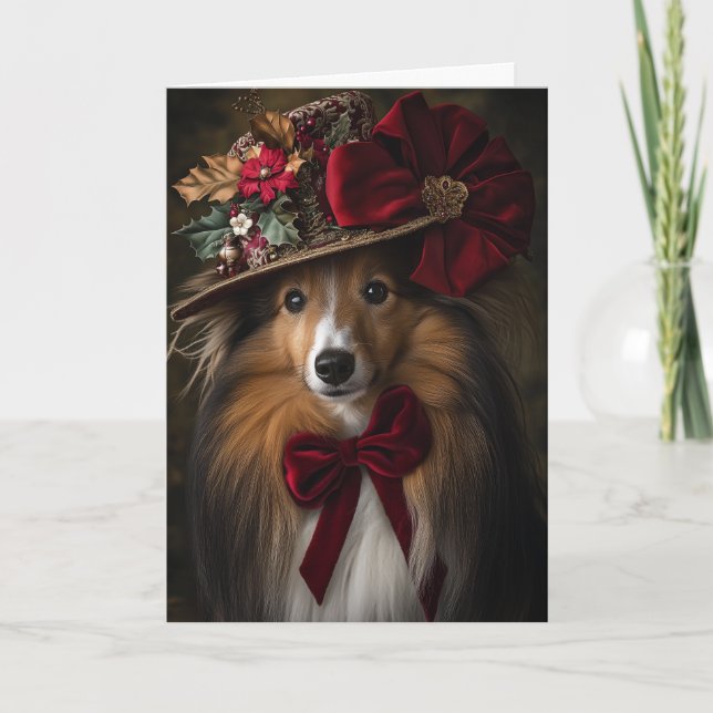 Victorian Sheltie Christmas Holiday Card (Front)