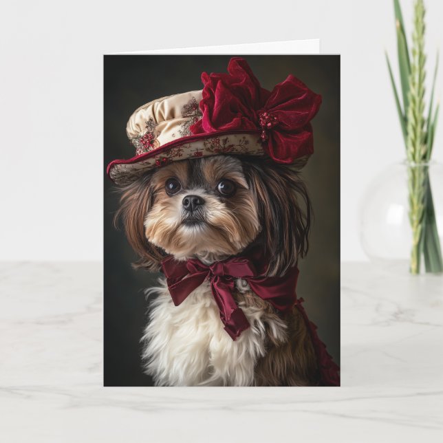 Victorian Shih Tzu Christmas Holiday Card (Front)