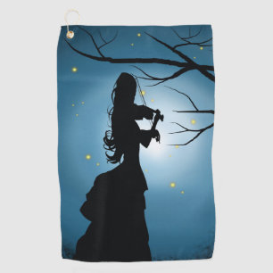 Victorian Silhouette Fireflies & Moonlit Scene Golf Towel