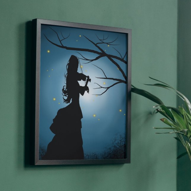 Victorian Silhouette Fireflies & Moonlit Scene Photo Print (Creator Uploaded)