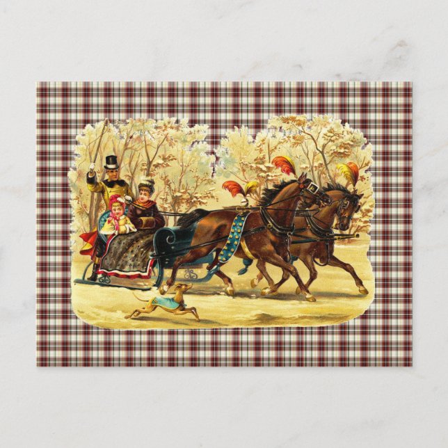 Victorian Sleigh Ride Christmas Holiday Postcard (Front)