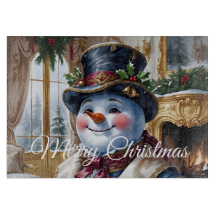 Victorian Snowman Christmas Design Cutting Board