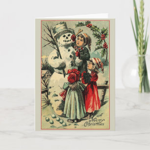 Victorian Snowman Christmas Greeting Card