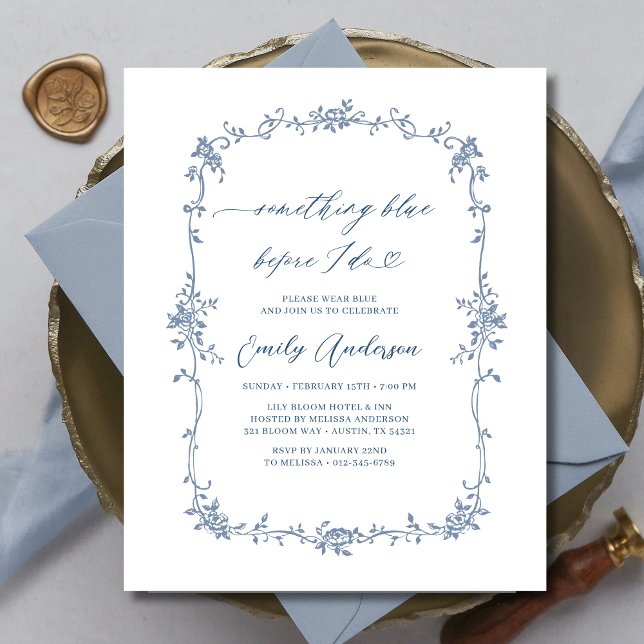 Victorian Something Blue French Bridal Shower Flyer (Creator Uploaded)