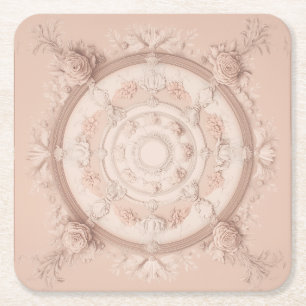 Victorian Spring, Powder Pink, Square Paper Coaster