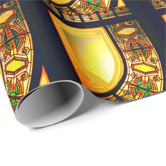 Victorian stained glass door elegant wrapping paper (Roll Corner)