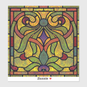 Victorian Stained Glass in Green and Gold