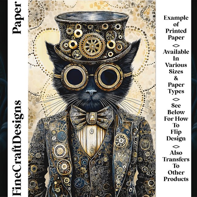 Victorian Steampunk Black Cat AB6 Scrapbook Paper (Creator Uploaded)