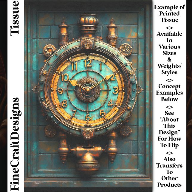 Victorian Steampunk Brass Clock CZ2 Decoupage Tissue Paper (Creator Uploaded)