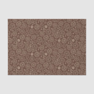 Victorian Steampunk Brown & White Gears Drawing Tissue Paper