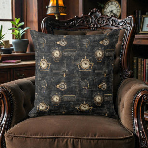 Victorian Steampunk Clocks with Pipes Cushion
