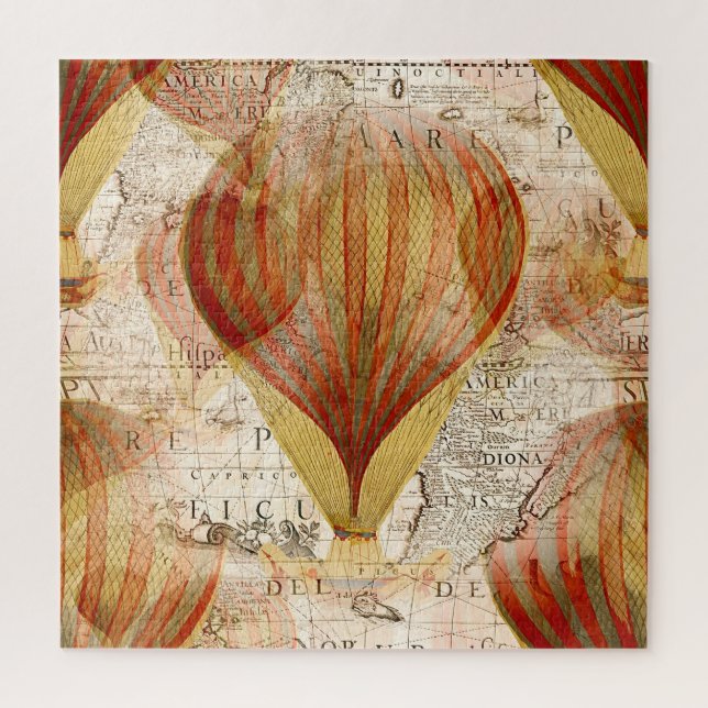 Victorian Steampunk Collage of Hot Air Balloons Jigsaw Puzzle (Vertical)