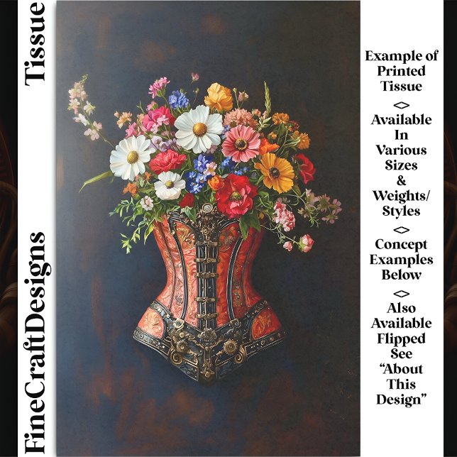 Victorian Steampunk Corset Flowers DF5R Decoupage Tissue Paper (Creator Uploaded)