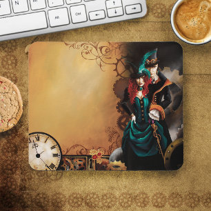 Victorian Steampunk Couple Elegance Romance Mouse Pad