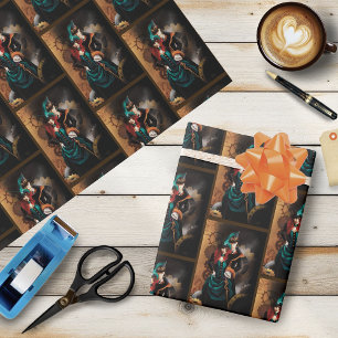 Victorian Steampunk Couple Elegance Romance Wrapping Paper