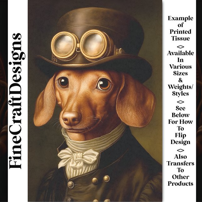 Victorian Steampunk Dachshund Dog BF5 Decoupage Tissue Paper (Creator Uploaded)