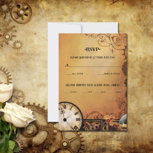 Victorian Steampunk Elegance  Couple RSVP Card