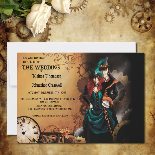 Victorian Steampunk Elegance Wedding Invitation (Creator Uploaded)