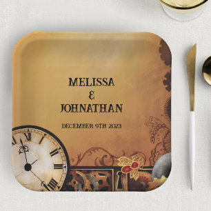 Victorian Steampunk Elegance Wedding Paper Plate