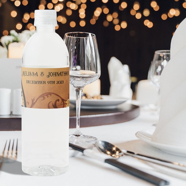 Victorian Steampunk Elegance Wedding Water Bottle Label (Creator Uploaded)