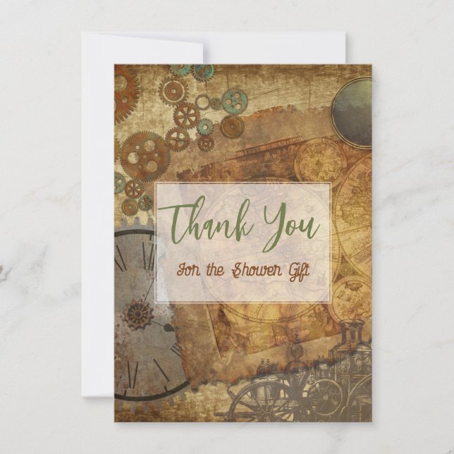 Victorian Steampunk Flat Thank You Cards (Front)