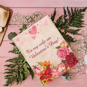 Victorian Steampunk Flowers Hearts Valentine's Day Holiday Card