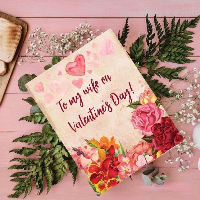 Victorian Steampunk Flowers Hearts Valentine's Day Holiday Card (Creator Uploaded)