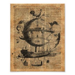 Victorian Steampunk Flying Machine Photo Print