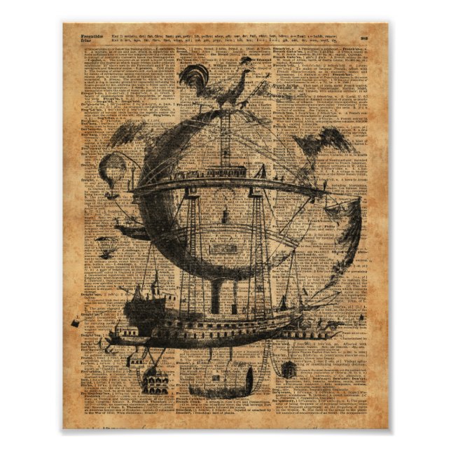 Victorian Steampunk Flying Machine Photo Print (Front)