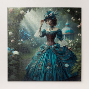 Victorian Steampunk Garden Lady Jigsaw Puzzle