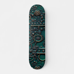 Victorian Steampunk Gear Emerald Green Skateboard