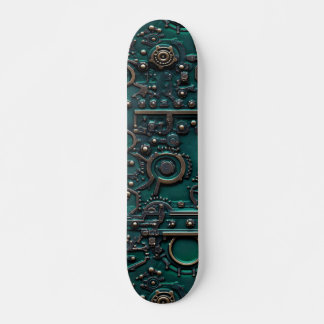 Victorian Steampunk Gear Emerald Green Skateboard