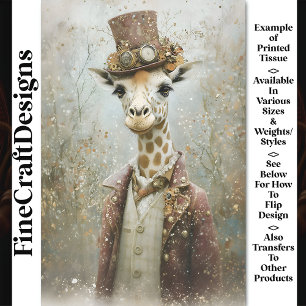 Victorian Steampunk Giraffe, Top Hat CA4 Decoupage Tissue Paper
