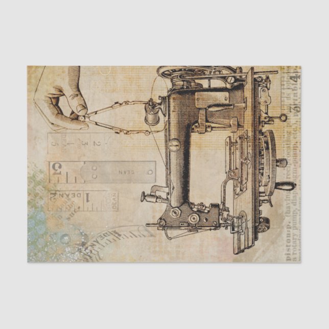 Victorian Steampunk Inventing  the Sewing Machine Tissue Paper (Front)