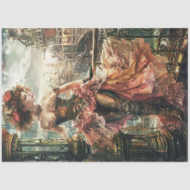 Victorian Steampunk Lady Tissue Paper (Front)