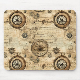 Victorian Steampunk Machinery Sepia Brown Mouse Pad