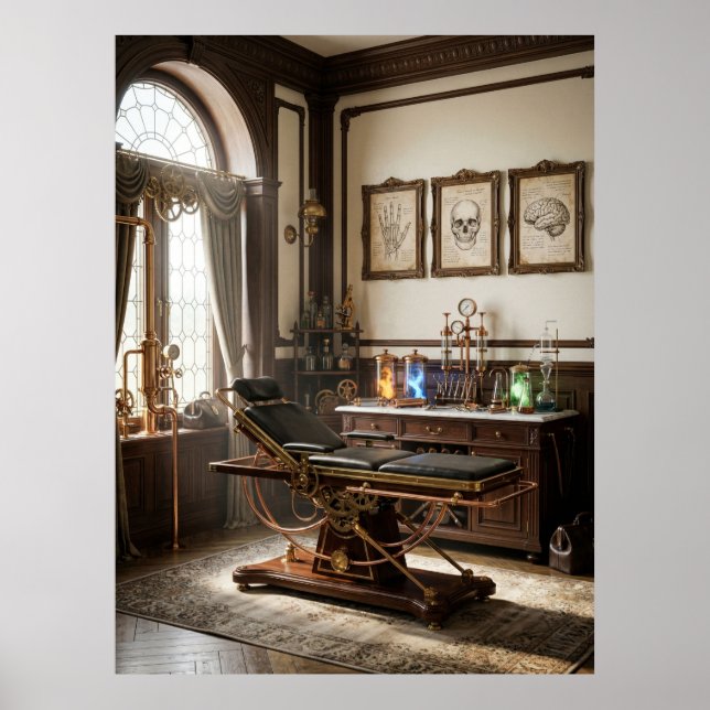 Victorian Steampunk Medical Lab Poster (Front)