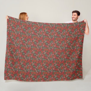 Victorian Steampunk Old Lock Key Red Poppies Fleece Blanket